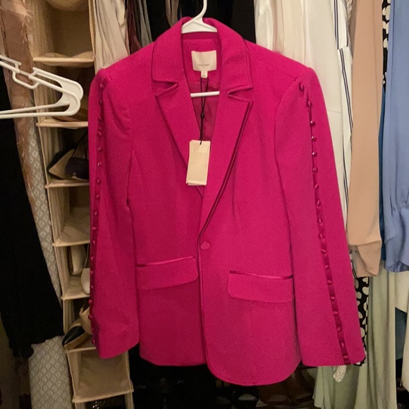 Brand NWT pink button sleeve blazer by cinq a sept - Picture 3 of 14